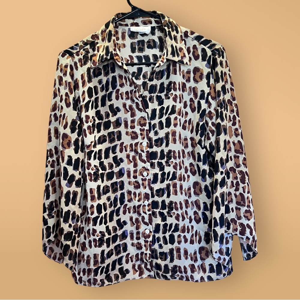 Vintage 80’s Voir Animal Print Blouse - M